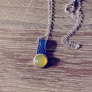 .925 sterling silver necklace yellow chalcedony gemstone